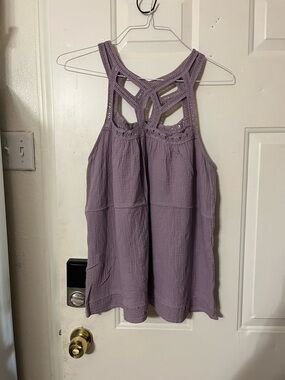 Doe & Rae Lavender Crochet Yoke Tank Top